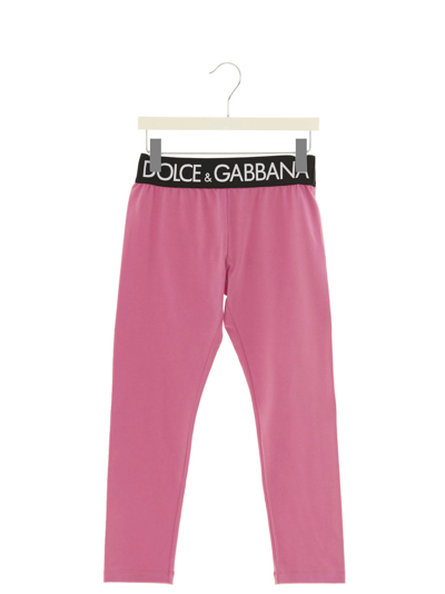 Dolce & Gabbana Kids' Logo棉质平纹针织紧身裤 In Multicolor