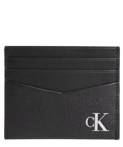 Calvin Klein Jeans Est.1978 Leather Credit Card Holder In Black