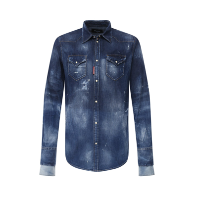 Dsquared2 Cotton Denim Shirt In Blue