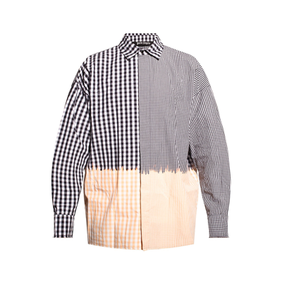 Palm Angels Bleached Effect Checked Shirt In Black