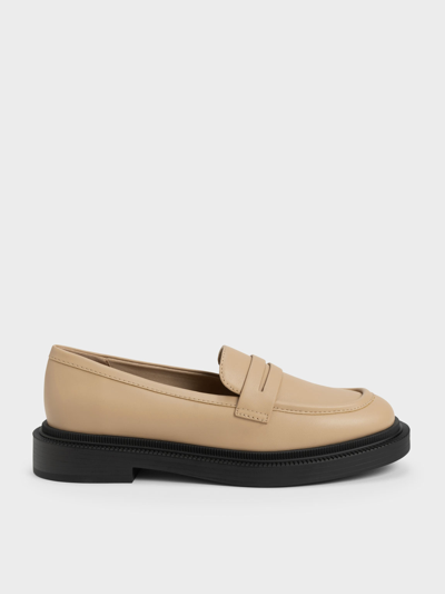 Charles & Keith Classic Penny Loafers In Nude