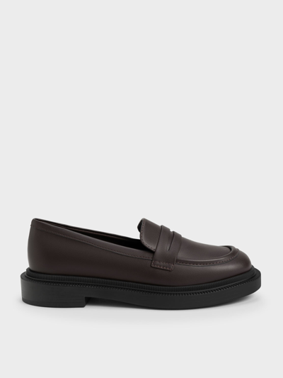 Charles & Keith Classic Penny Loafers In Dark Brown