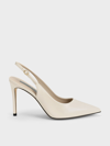 Charles & Keith Stiletto Heel Slingback Pumps In Chalk