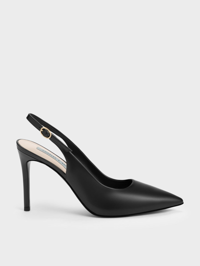 Charles & Keith Stiletto Heel Slingback Pumps In Black
