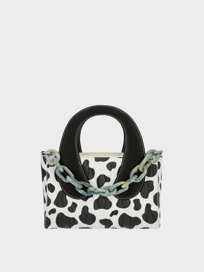 Charles & Keith Iva Cow Print Textured Tote Bag In Chalk
