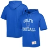 MITCHELL & NESS MITCHELL & NESS ROYAL INDIANAPOLIS COLTS WASHED SHORT SLEEVE PULLOVER HOODIE
