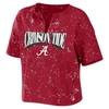 Wear By Erin Andrews Women's  Crimson Alabama Crimson Tide Bleach Wash Splatter Notch Neck T-shirt In Crimson