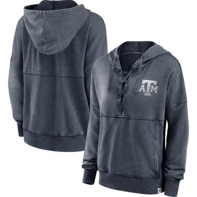 Fanatics Women's  Heathered Charcoal Distressed Texas A&m Aggies Overall Speed Lace-up Pullover Hoodi