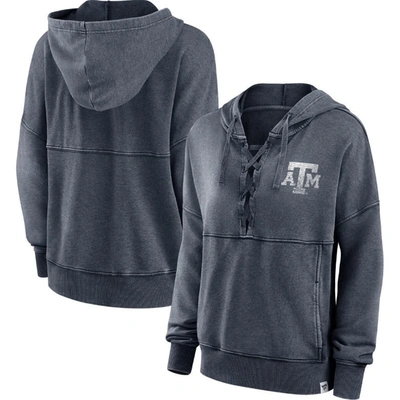 Fanatics Women's  Heathered Charcoal Distressed Texas A&m Aggies Dungaree Speed Lace-up Pullover Hoodi
