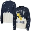 GAMEDAY COUTURE GAMEDAY COUTURE NAVY WEST VIRGINIA MOUNTAINEERS TWICE AS NICE FADED DIP-DYE PULLOVER LONG SLEEVE TOP