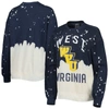 Gameday Couture Navy West Virginia Mountaineers Twice As Nice Faded Dip-dye Pullover Sweatshirt In Navy