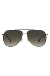 Hugo Boss 61mm Aviator Sunglasses In Dark Ruthenium / Brown Shaded
