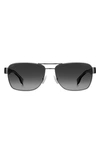 Hugo Boss 60mm Polarized Rectangular Sunglasses In Black Grey