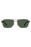 Hugo Boss 60mm Polarized Rectangular Sunglasses In Havana Green