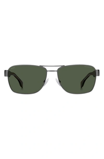 Hugo Boss 60mm Polarized Rectangular Sunglasses In Havana Green