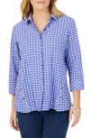 Foxcroft Cassie Plaid Stretch Cotton Button-up Shirt In Iris Bloom