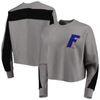 GAMEDAY COUTURE GAMEDAY COUTURE GRAY FLORIDA GATORS BACK TO REALITY COLORBLOCK PULLOVER SWEATSHIRT