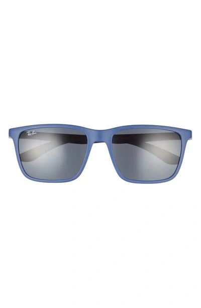 Ray Ban 58mm Rectangular Sunglasses In Matte Blue