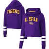 COLOSSEUM COLOSSEUM PURPLE LSU TIGERS THROWBACK STRIPE CROPPED PULLOVER HOODIE