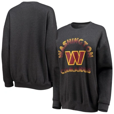 Wear By Erin Andrews Heathered Charcoal Washington Commanders Oversized Fleece Pullover Sweatshirt