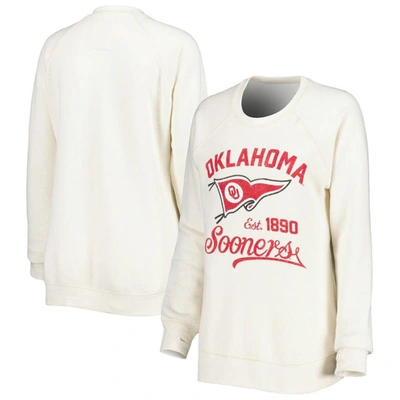 Pressbox Cream Oklahoma Sooners Old Standard Pennant Knobi Raglan Pullover Sweatshirt