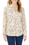 Foxcroft Davis Layer Dots Cotton Button-up Shirt In Birch Wood