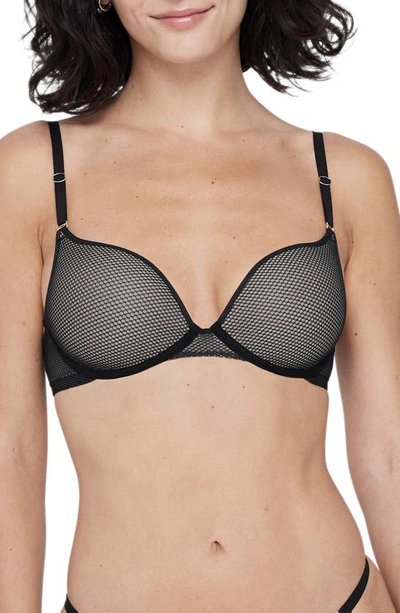 Skarlett Blue Women's Mischief Underwire Sheer Fishnet Mesh Bra 324158 In Black,nylon