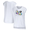 WEAR BY ERIN ANDREWS WEAR BY ERIN ANDREWS WHITE LAS VEGAS RAIDERS GREETINGS FROM MUSCLE T-SHIRT