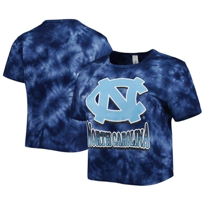 Zoozatz Navy North Carolina Tar Heels Cloud-dye Cropped T-shirt