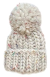 Pine + Poppy Babies' Denali Wool Blend Pompom Hat In Natural Cream Confetti