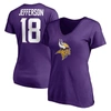 FANATICS FANATICS BRANDED JUSTIN JEFFERSON PURPLE MINNESOTA VIKINGS PLAYER ICON NAME & NUMBER V-NECK T-SHIRT