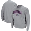 Colosseum Men's Gonzaga Bulldogs Arch & Logo Tackle Twill Pullover Sweatshirt In Heather Gray