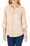 Foxcroft Zoey Northern Lights Tie Dye Cotton Sateen Button-up Shirt In Pink Whisper