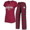 Concepts Sport Women's  Maroon, Black Texas A&m Aggies Badge T-shirt And Flannel Pants Sleep Set In Maroon