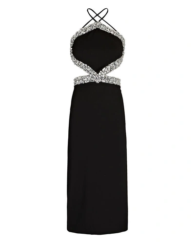 Patbo Cut-out Crystal-embellished Midi Dress In Black