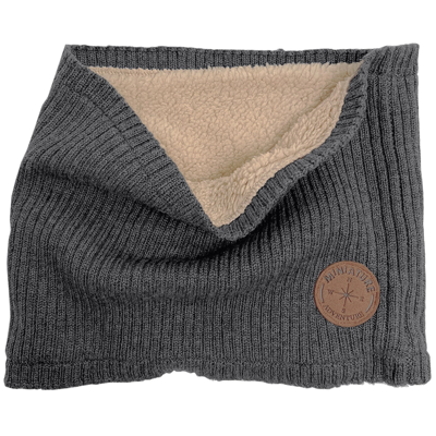 Mini A Ture Kids' Goi Ribbed Lined Neck Warmer Forged Iron Blue In Grey