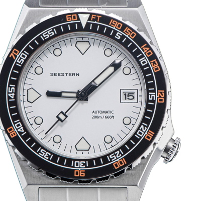 Pre-owned Seestern V3 S407-600t.w Genuine Ceramic Bezel 200m Diver's Sport Watch White