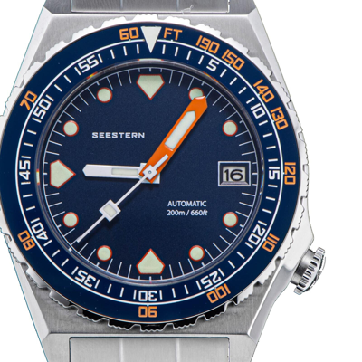 Pre-owned Seestern V3 S407-600t.e Genuine Ceramic Bezel 200m Diver's Sport Watch Deep Blue