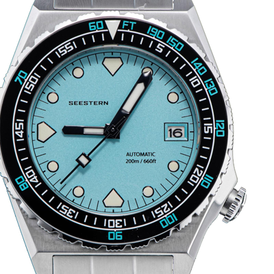 Pre-owned Seestern V3 S407-600t.t Genuine Ceramic Bezel 200m Diver's Sport Watch Teal