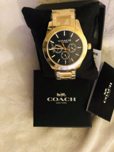 Pre-owned Coach Men' S Watch Gold-tone Stainless Steel Analog Dial Quartz $325 New/box
