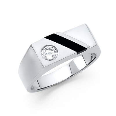 Pre-owned Tgdj 14k White Gold Onyx Men's Ring