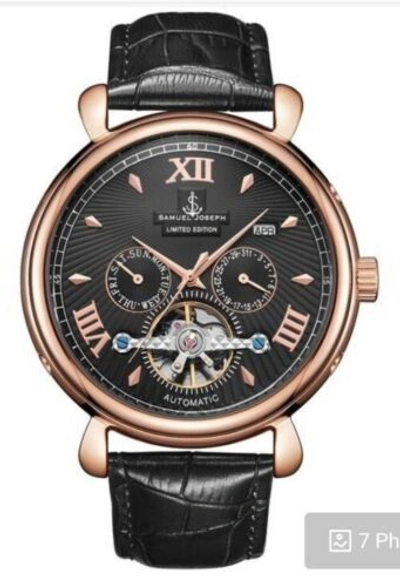 Pre-owned Samuel Joseph Limited Edition Rose & Black Automatic Designer Mens Watch