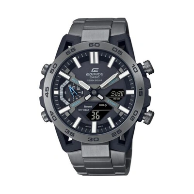Pre-owned Casio Edifice Ecb-2000dc-1a Solar-powered Gray Stainless Steel Band Men Watch