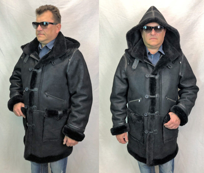 Pre-owned Victoria Black 100% Real Sheepskin Shearling Leather B7 Parka Trench Coat Jacket Xs-8xl