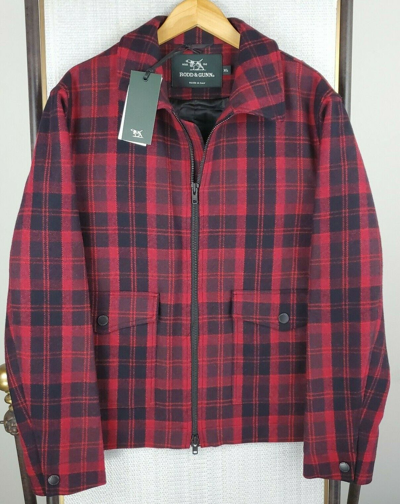 Pre-owned Rodd & Gunn $498  Italy Size Xl Mens Buffalo Plaid Wool Field Bomber Jacket In Red