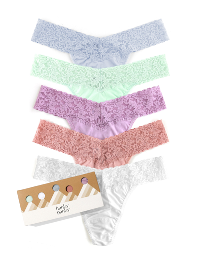 Hanky Panky Holiday Assorted 5-pack Supima® Cotton Original Rise Thongs In Grey
