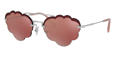 Miu Miu Sunglasses, Mu 57us 58 In Pink Mirror Flash Silver