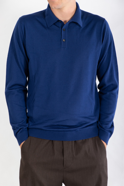 Roberto Collina Long-sleeve Polo Shirt In Blue