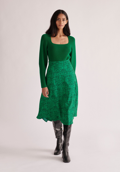 Paisie Square Neck Jumper In Green