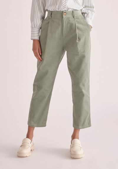 Paisie Pleated Corduroy Trousers In Green